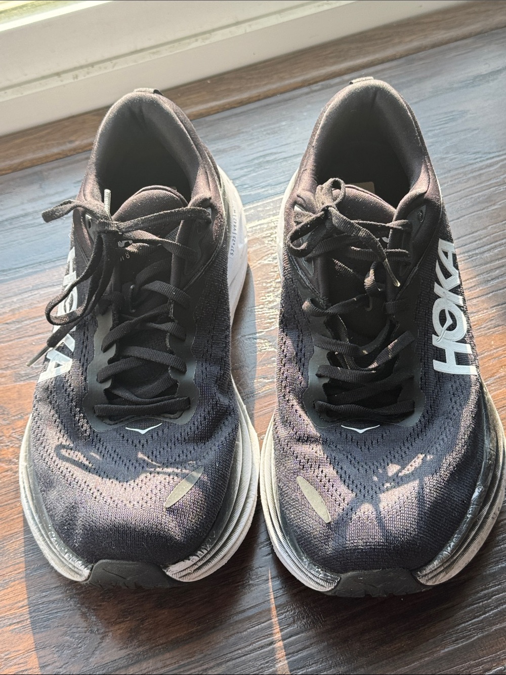 Hoka Black Athletic Running Sneakers with White Logo